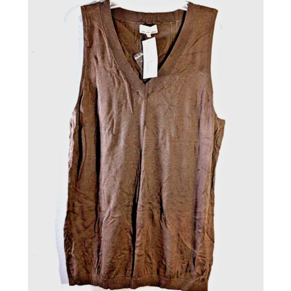 URBAN Cotton Company Woman’s Knit Sweater Shell Top Vest Brown Sleeveles… - Picture 9 of 9